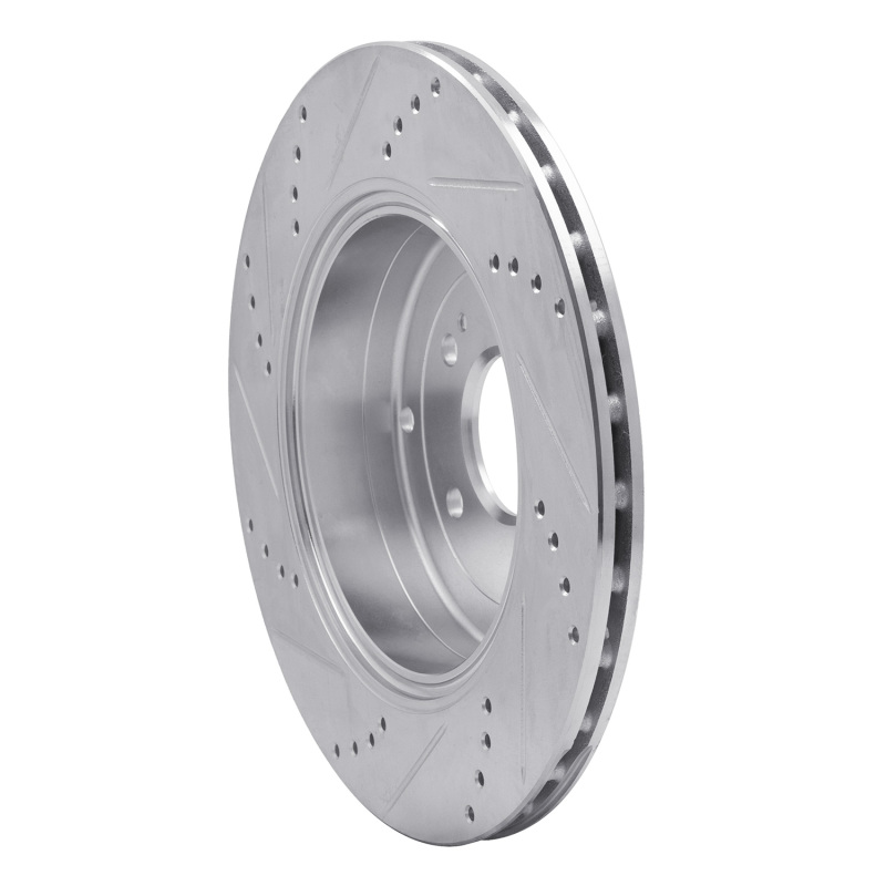 Hyundai Genesis Coupe Brake Rotor (1) - Rear Right - R1 Concepts - Drilled & Slotted - Silver - `10-`16